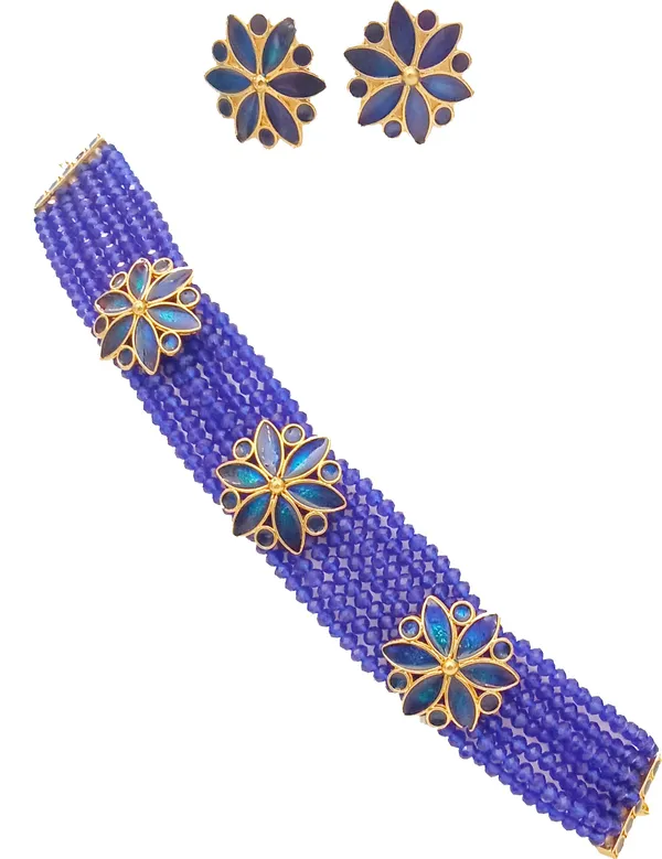 Assamese_Traditional_Gold_Plated_Blue_Colour_Golpata_Necklace_Set_For_Women_&_Girls